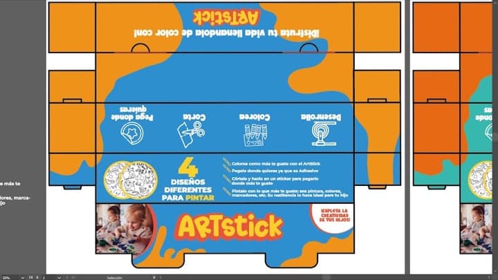 Diseño desplegado de la caja de Artstick
